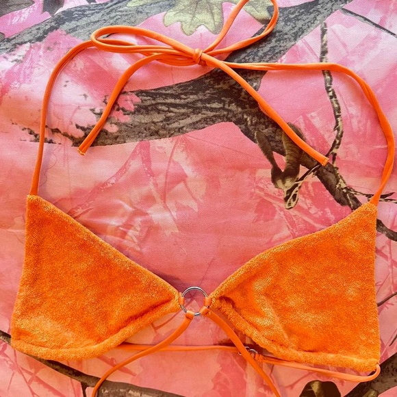 neena swim orange terry cloth triangle wrap bikini top - Picture 7 of 8